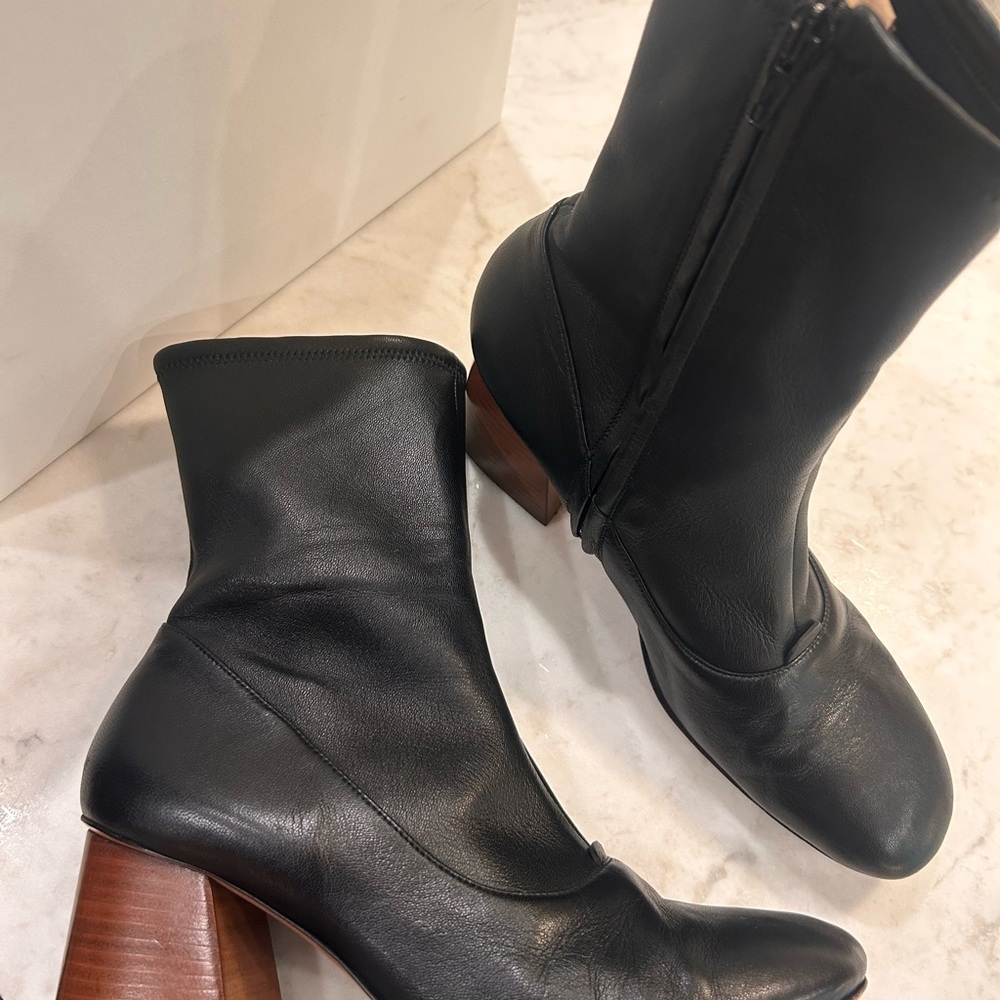 Celine Black and Brown Leather Heeled Boots - Picture 8 of 10